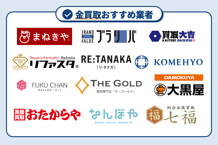 金買取おすすめ業者12選